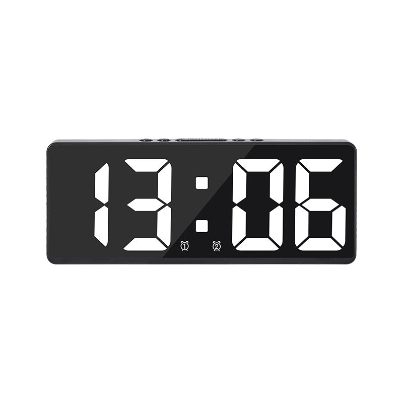 Acrylic/Mirror Voice Control Snooze Electronic LED Digital Alarm Clock - Powered By Battery