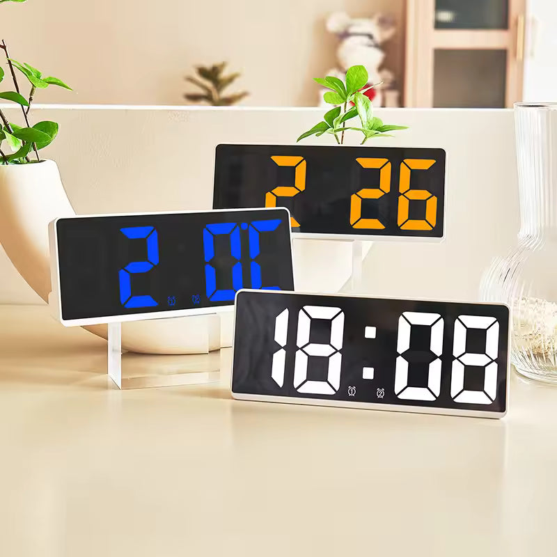 Acrylic/Mirror Voice Control Snooze Electronic LED Digital Alarm Clock - Powered By Battery