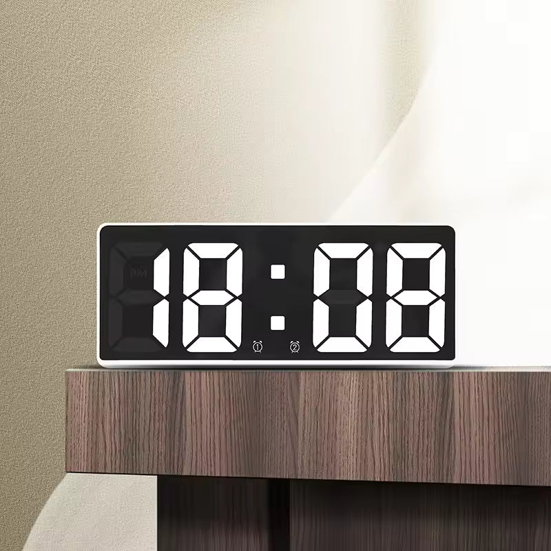 Acrylic/Mirror Voice Control Snooze Electronic LED Digital Alarm Clock - Powered By Battery