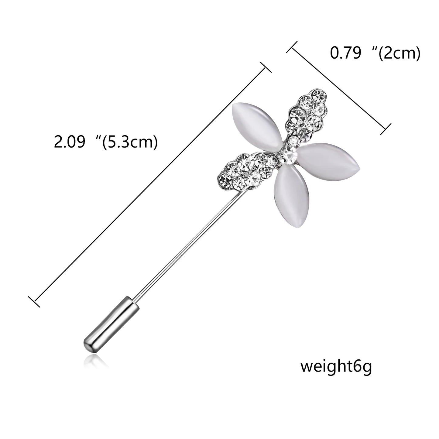 Rinhoo Trendy Korean Crystal Rhinestone Flower Long Needle Pin Brooch Women Simple Wedding Letters Butterfly Crown Badge Jewelry
