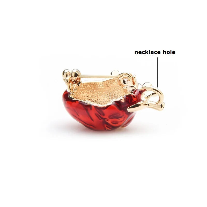 Wuli&baby Red Enamel Heart Brooches For Women And Men Hospital Clinic Professional Uniform Brooch Pins Team Gifts