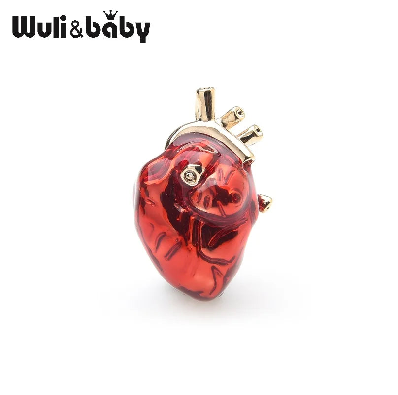 Wuli&baby Red Enamel Heart Brooches For Women And Men Hospital Clinic Professional Uniform Brooch Pins Team Gifts