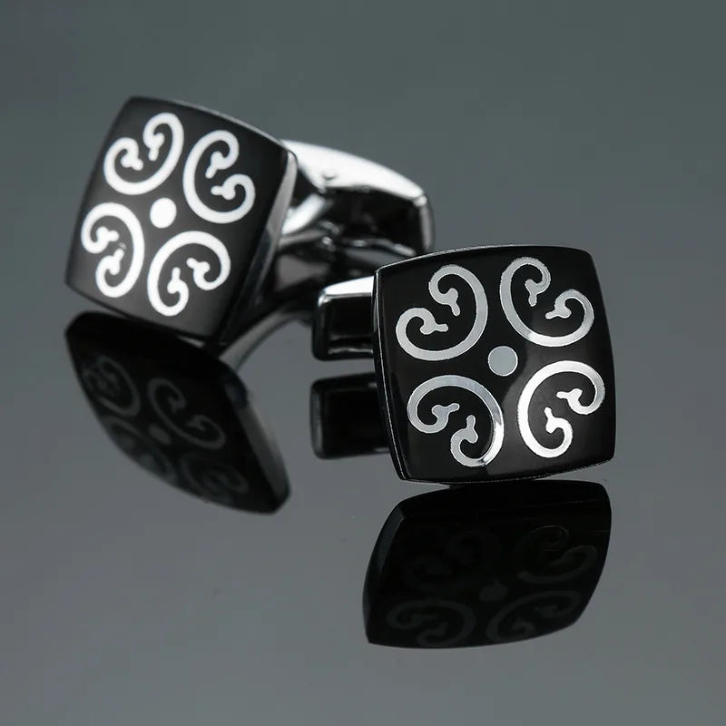 Fashion Men's Cufflinks Stainless Steel Business Cufflinks For Gentlemen steel Stamping Cuff Links Hand engraving Men Jewelry