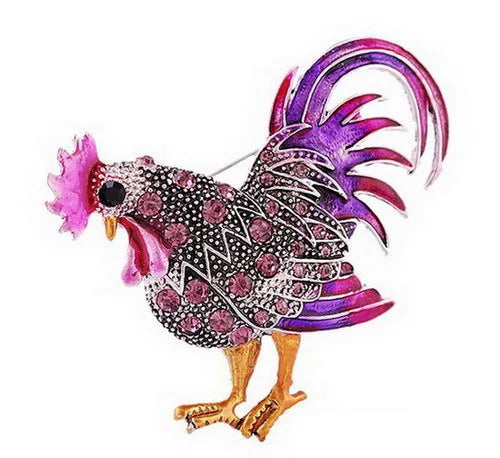 Trendy Big Rooster Brooch French Jewelry Fashion Multicolor Crystal Rhinestone Brooches Female Animal Brooches For Women