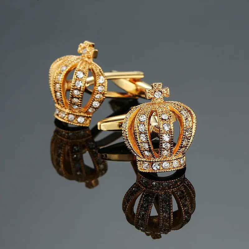 Novelty Luxury Blue White Crystal Cufflinks for Mens Brand High Quality Design gold silvery Cuffbutton Shirt Jewelry