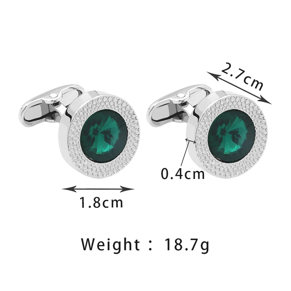 Simple Luxury Colorful Drusy Stone Cufflinks for Men Women Round Rhinestone Cuff links Novelty Shirt Sleeve Buttons Accessories