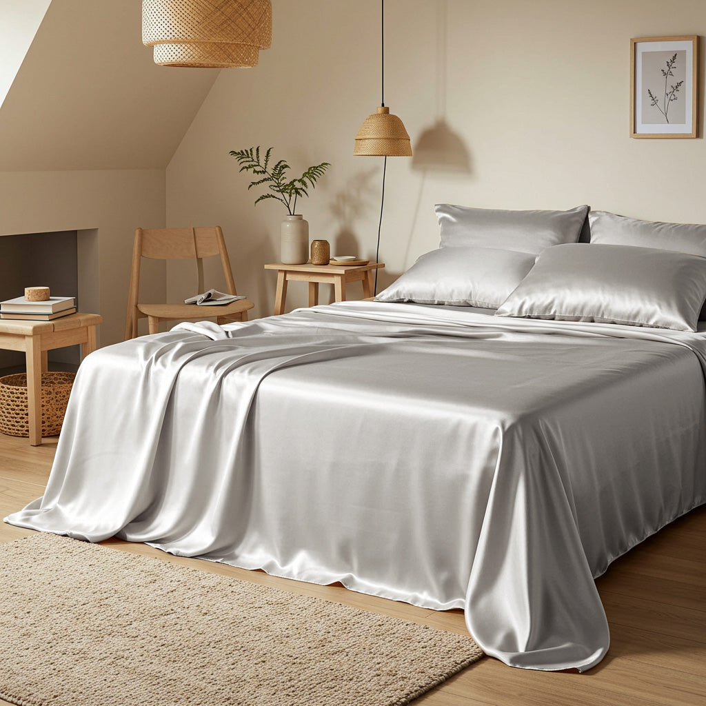Satin Quilt Cover - Silver