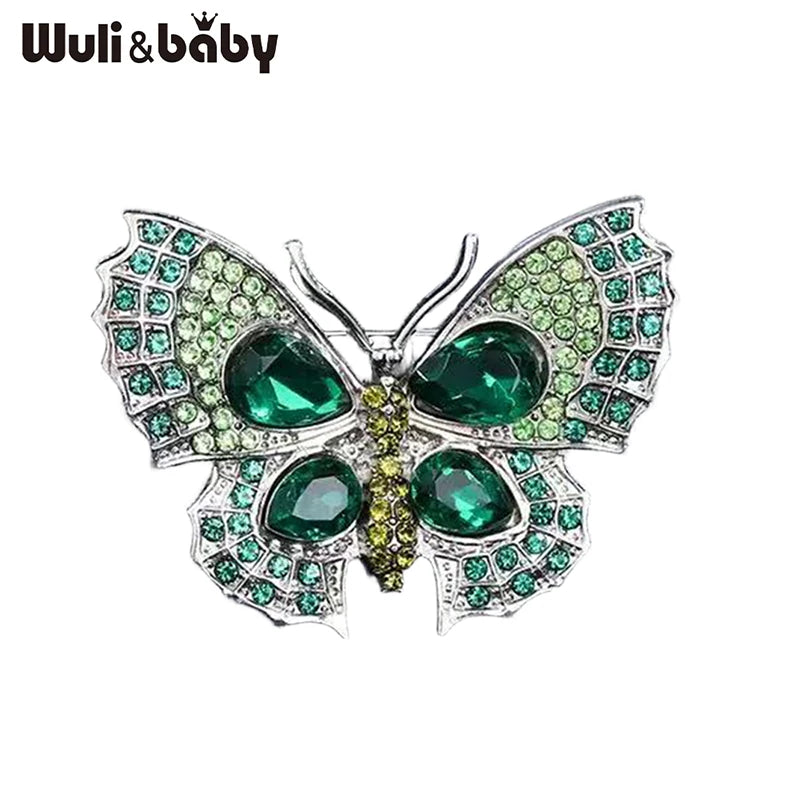 Wuli&baby Lovely Shining Butterfly Brooches 4-color Alloy Rhinestone Insects Brooch For Women's Office Party Clothes Pins Gifts