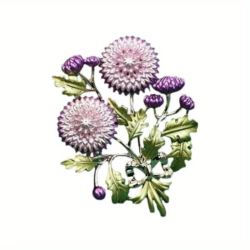 Vintage High-end Women Men Enamel Dandelion Brooch Classic Exquisite Elegant Plant Lady Pin Badges