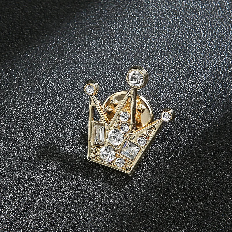 Crown Chain Brooch Vintage Tassel Crystal Brooch Temperament Rhinestone Lapel For Women Dress Mens Shirt Suit Set Collar Jewelry