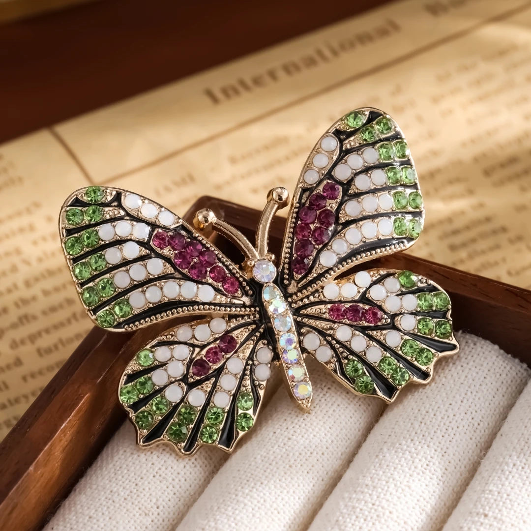 UILZ Colorful Butterfly Designer Zircon Brooch Women Shiny Crystal Lapel Pin Luxurious Clothing Jewelry Accessories