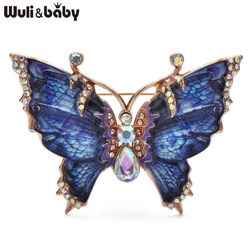 Wuli&baby Realistic Butterfly Brooches 4-color Alloy Enamel Insects Brooch For Women's Clothes Bags' Pins Gifts