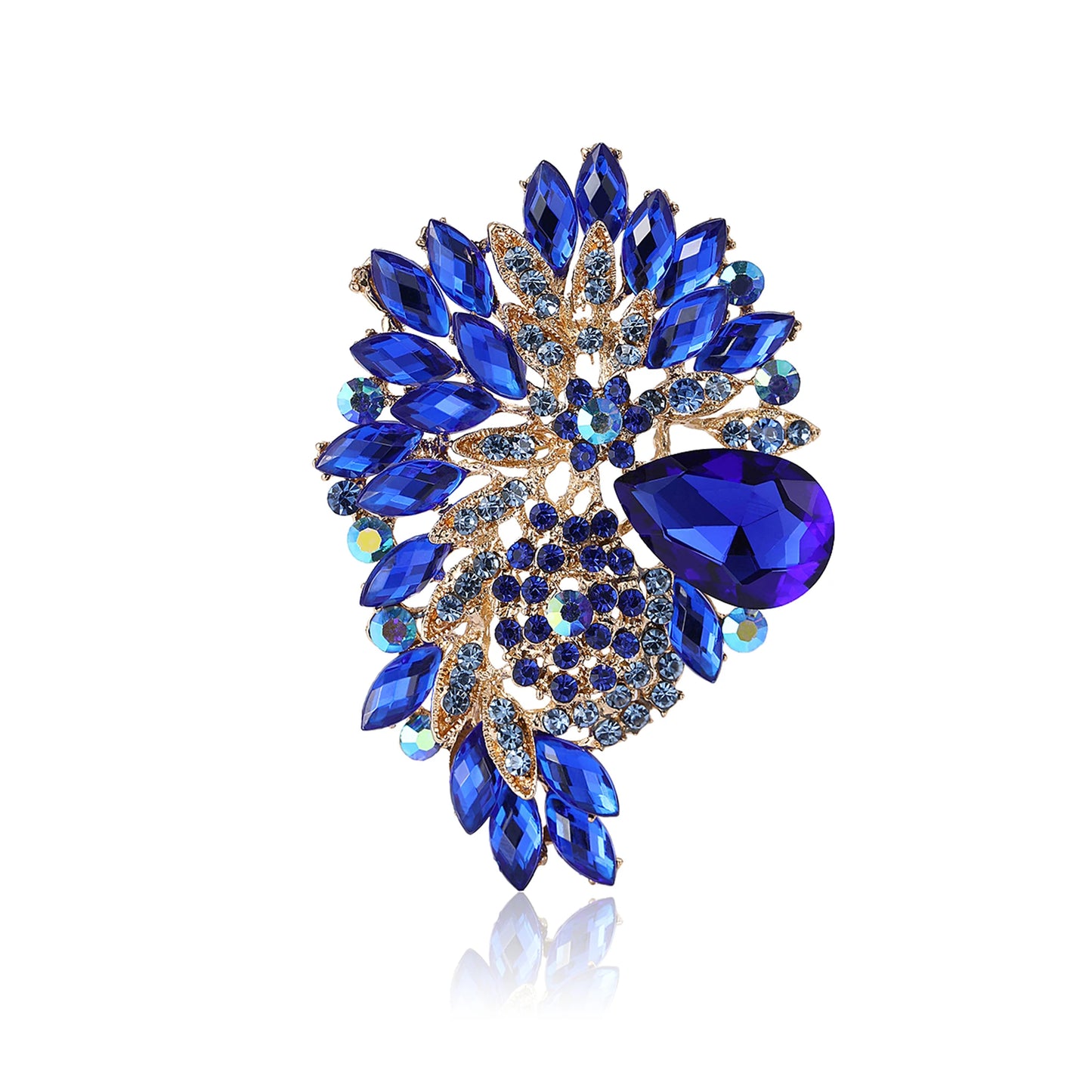 Beaut&Berry Luxury Large Crystal Glass Brooches for Women Rhinestone Pins Friends Party Gifts Banquet Jewellery Accessories