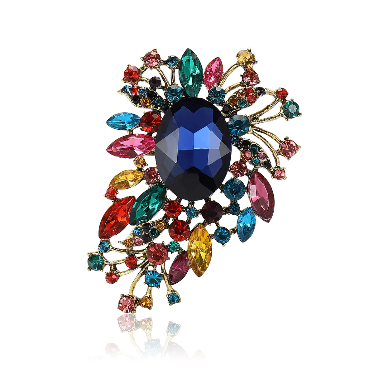 Beaut&Berry Luxury Crystal Glass Brooches for Women Rhinestone Flower Pins Friends Party Gifts Banquet Jewellery Accessories