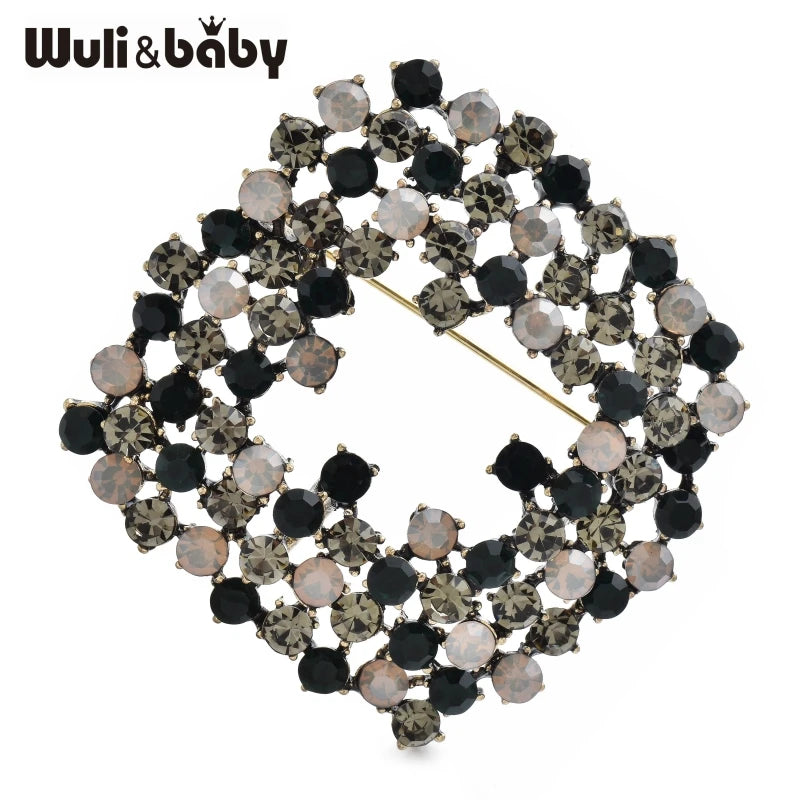 Wuli&baby Shining Geometric Brooches 4-color High Quality Rhinestone Rhombus Elegant Office Party Brooch Pins Gifts