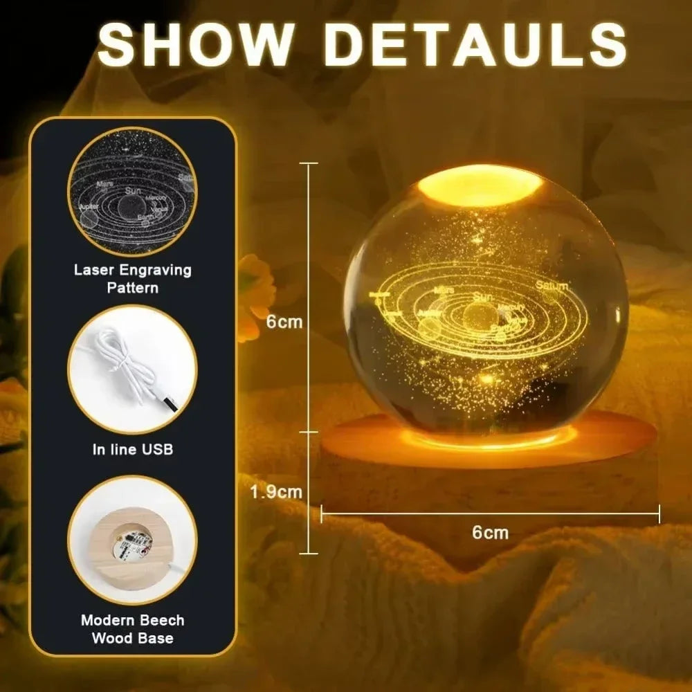 System Galaxy Table Lamp Glowing Moon Sphere For Bedroom Decoration Gift