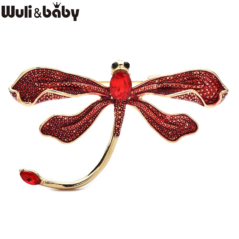 Wuli&baby Pretty Enamel Dragonfly Brooches For Women Unisex 4-color Rhinestone Insects Party Office Brooch Pins Gifts