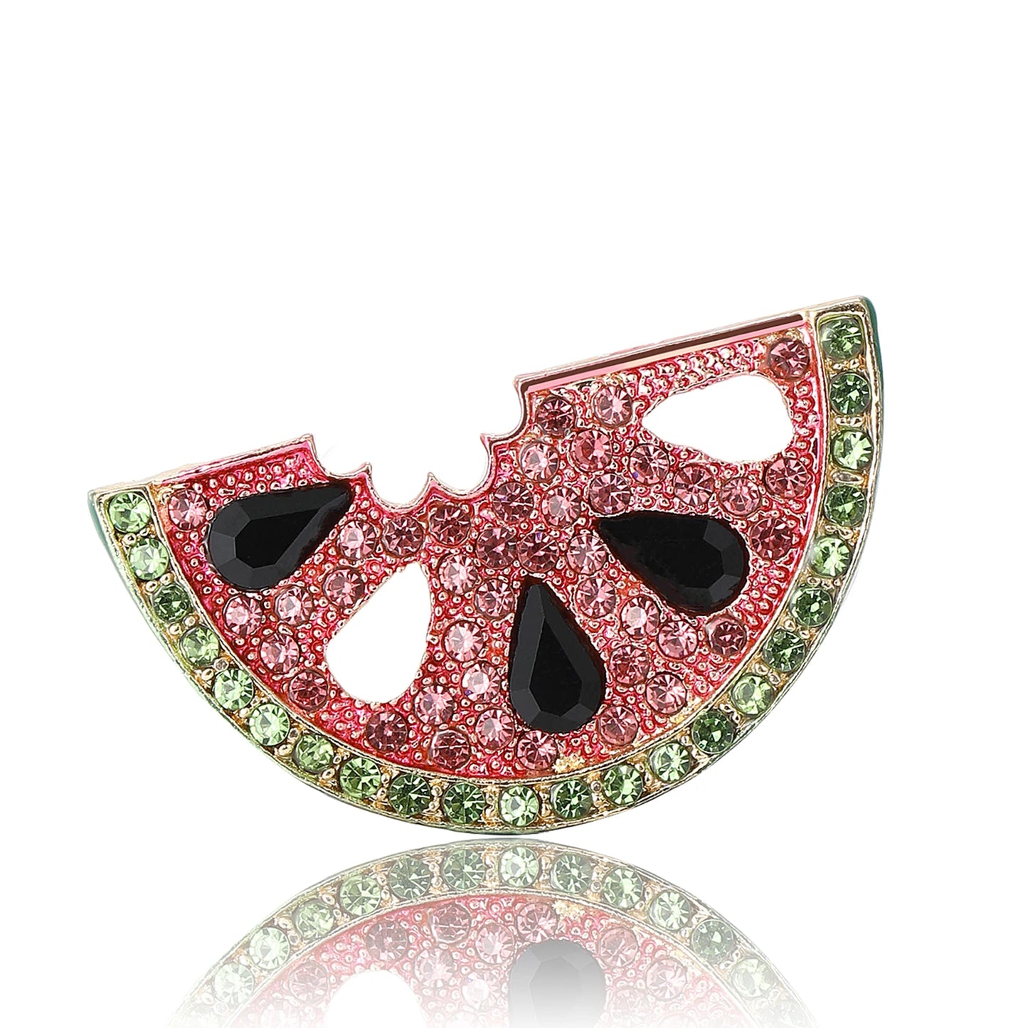 Beaut&Berry Classic Rhinestone Watermelon Brooches for Women Unisex Fruit Pins Casual Party Accessories Gifts Friends Decoration