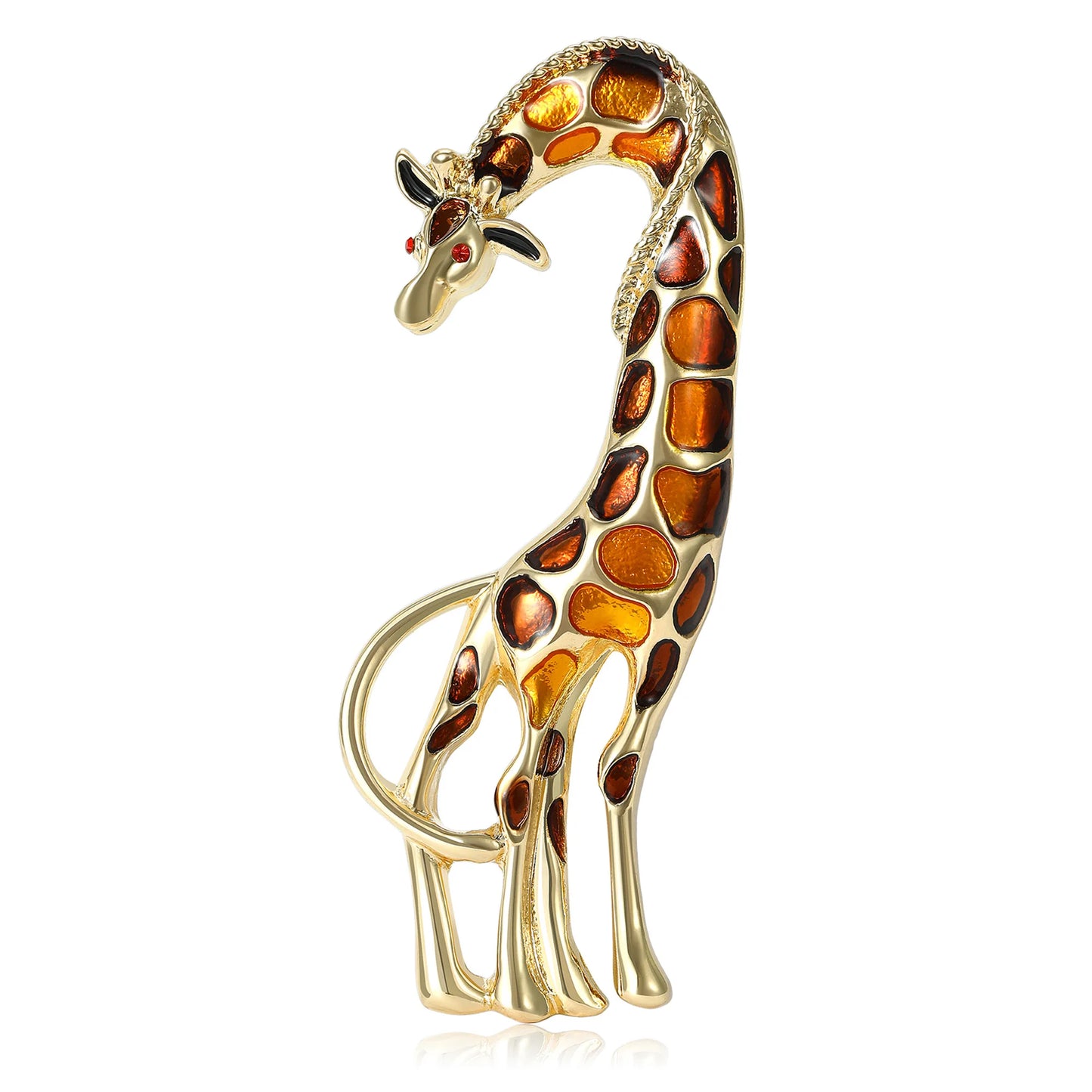 Beaut&Berry Luxury Enamel Giraffe Brooches for Women Unisex Animal Pins Casual Party Jewelry Accessories Gifts Decoration