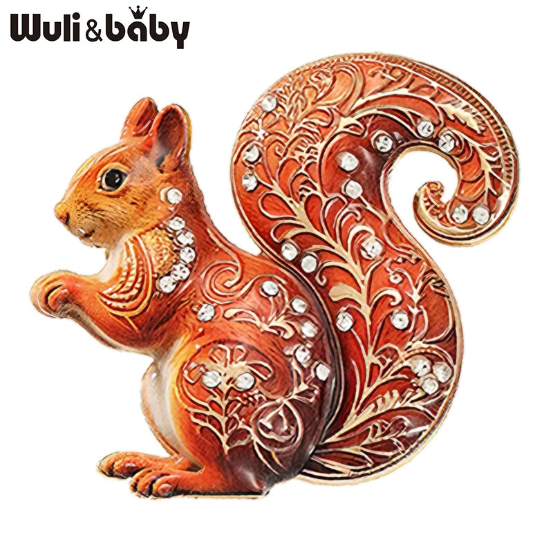 Wuli&baby Cute Squirrel Animal Brooches For Women Unisex 2-color Naughty Animal Party Casual Brooch Pin Gifts
