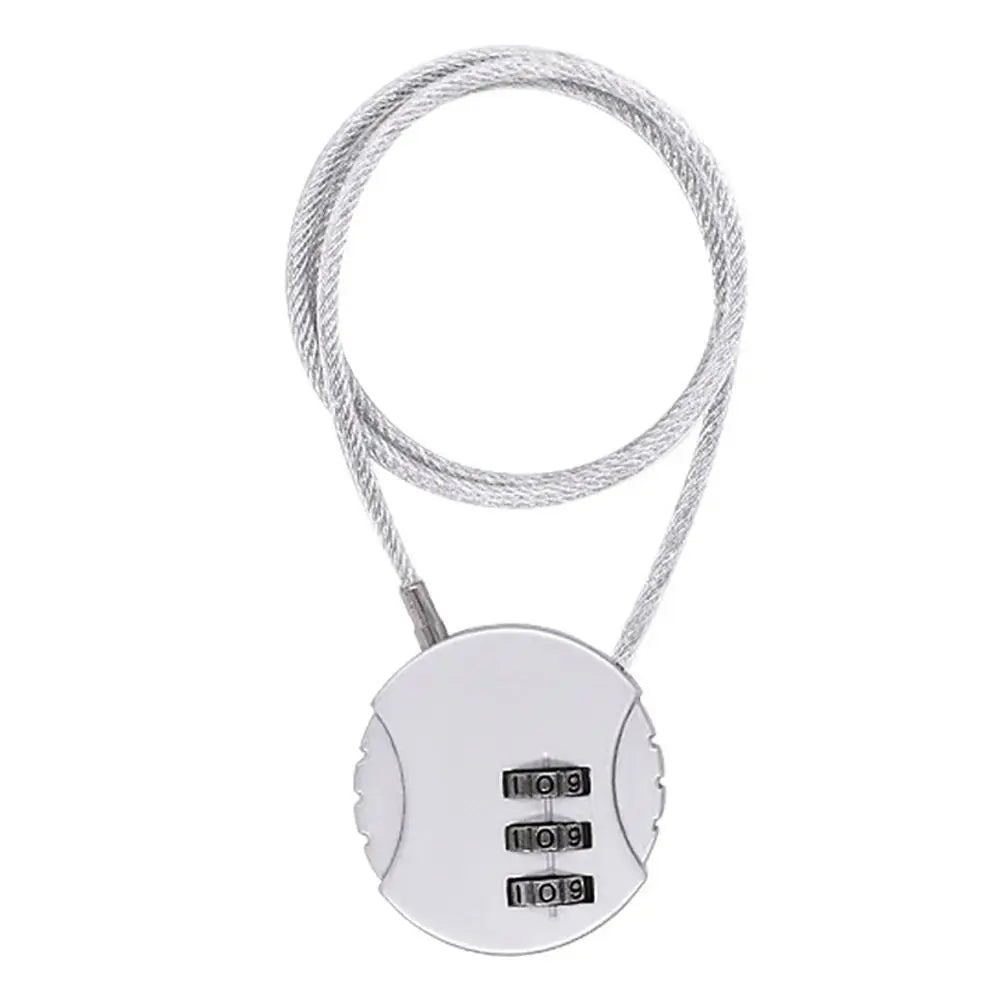 Extended Wire Rope Combination Lock 3 Digit Code Lock Password Motorcycle Helmet Metal Keyed Padlock Travel Anti-Theft Locks