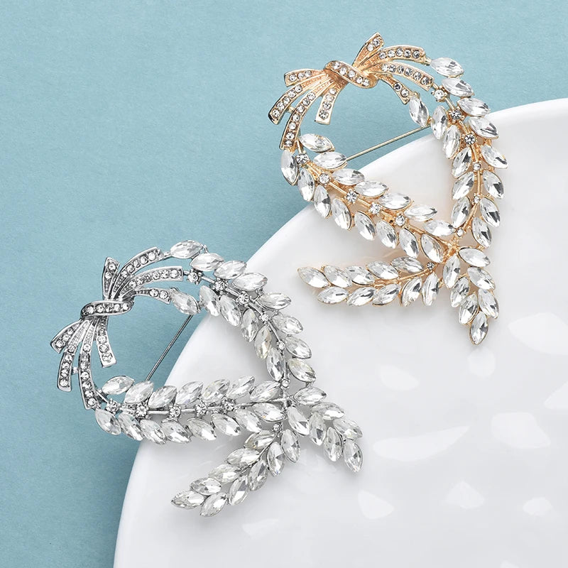 Wuli&baby 2 Colors Sparkling Wheat Women Brooch Pins Fashion Accessory For Suit and Dress Peace Jewelry Symbol