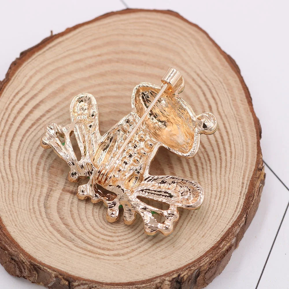 Brooch Frog Pins Women Men Jewelry Costume Enamel Rhinestone Colorful