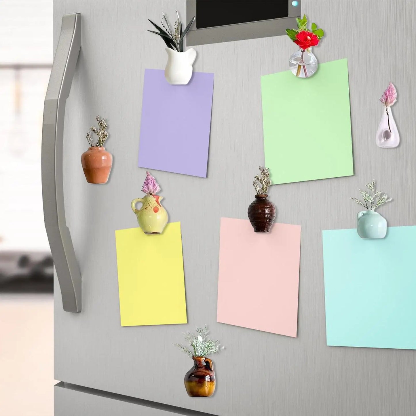 Fridge Vase Tiny Flower Vase Magnets for Fridge 8 Pieces Resin Funny Plant Pots Kitchen Decor for Refrigerator Home Decorations