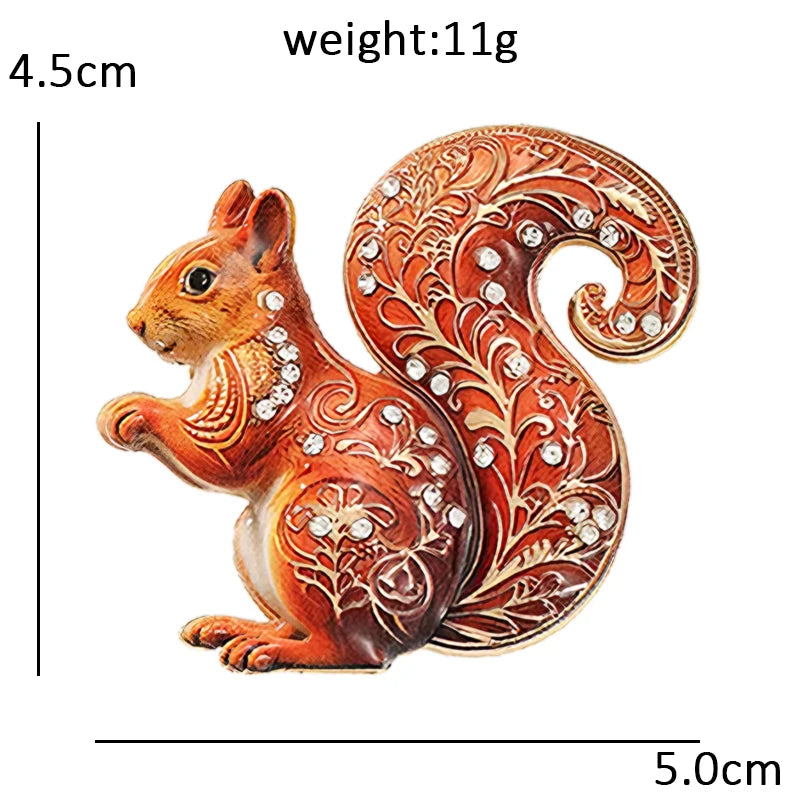 Wuli&baby Cute Squirrel Animal Brooches For Women Unisex 2-color Naughty Animal Party Casual Brooch Pin Gifts