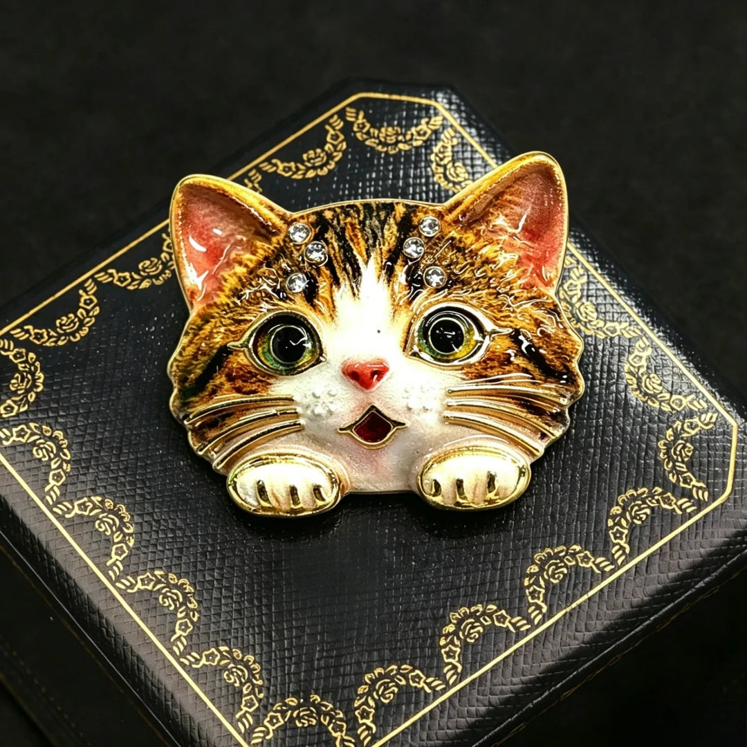 Baroque Luxury Cartoon Cat Animal Design Brooches for Men and Women, Jewelry, Fashion Accessories, Wedding, Holiday, Party Gifts