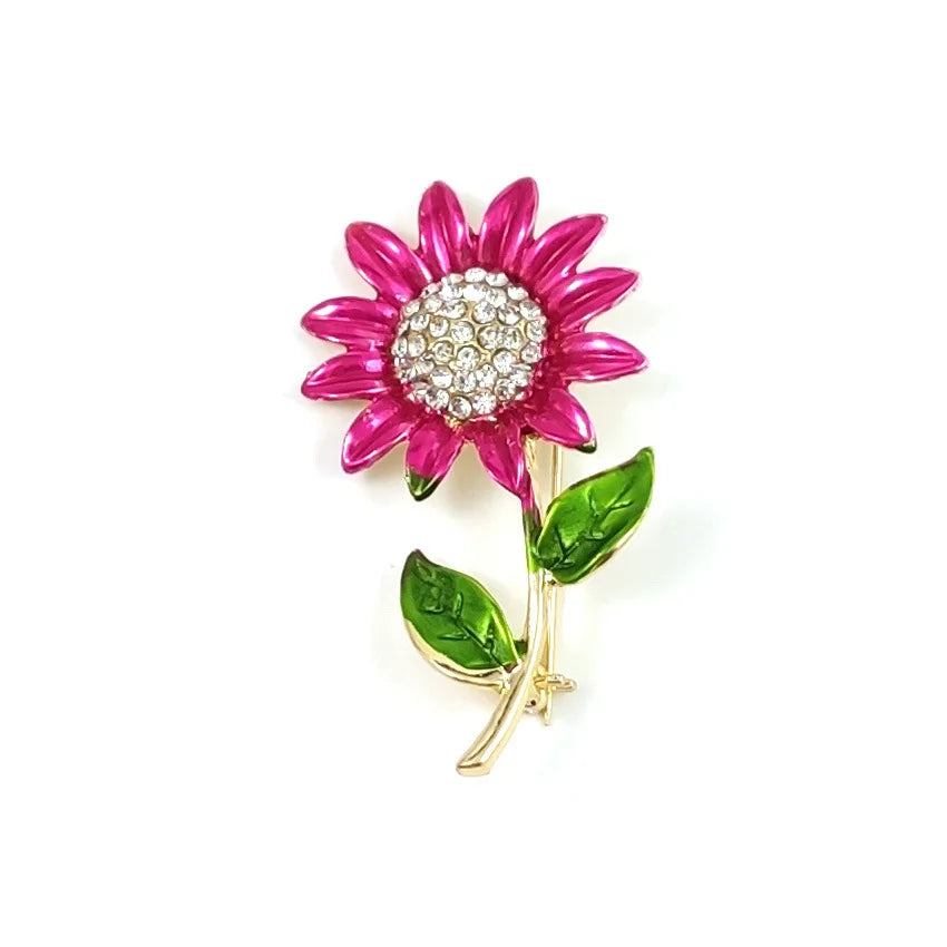 New Enamel Tulip Chrysanthemum Rose Sunflower Flower Brooch for Women Elegant Fashion Classic Flower Weddings Party Brooch Pins