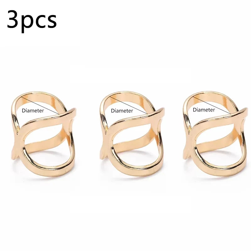 3pcs Creative Mi Wangxing Gold-plated Scarf Buckle Multi-purpose Cross Hollow Glossy Scarf Square Shawl Decorative Buckle