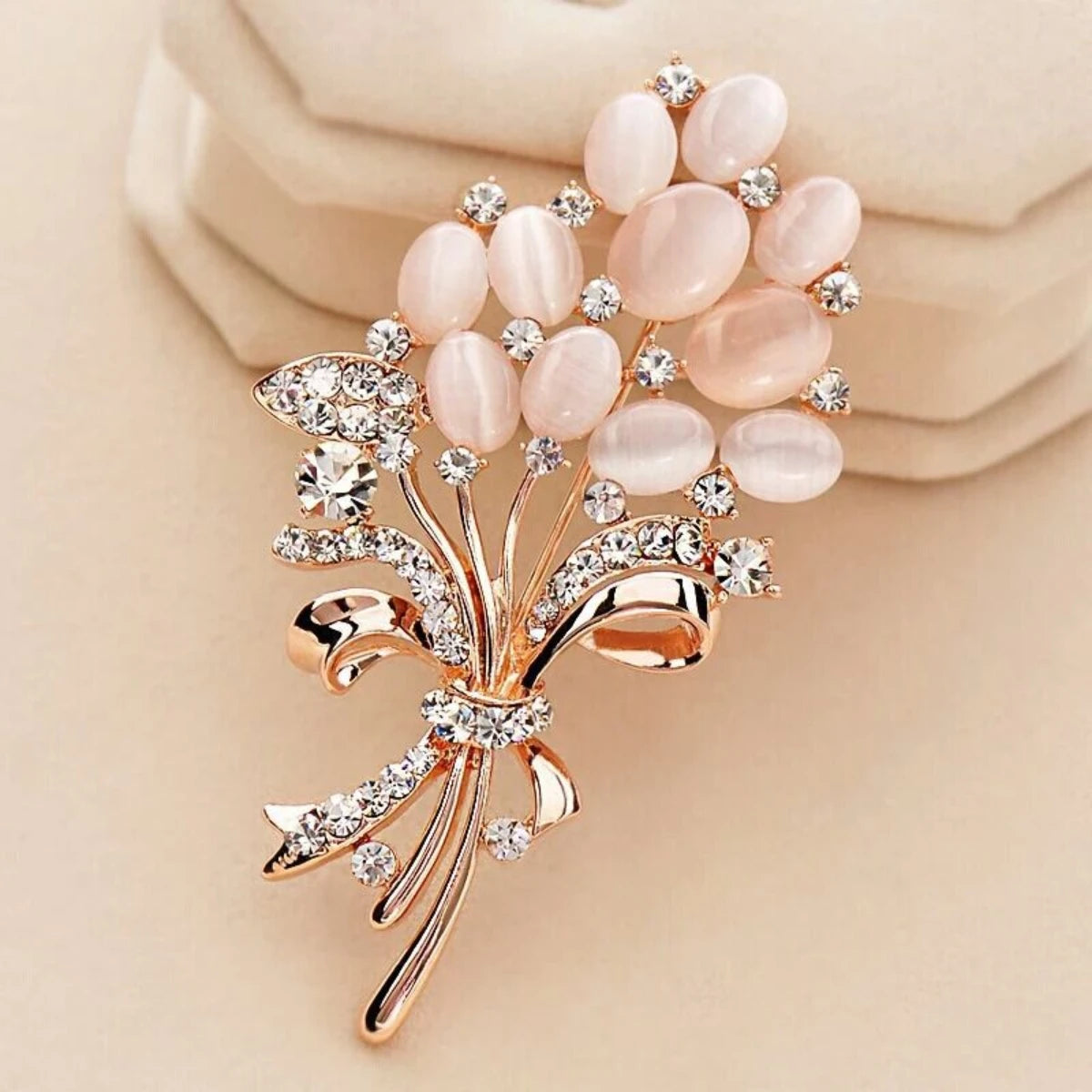 1PC Fashionable Opal Stone Flower Brooch Pin Garment Accessories Birthday Gift Brooches For Women Rhinestone Brooch Pin-6691