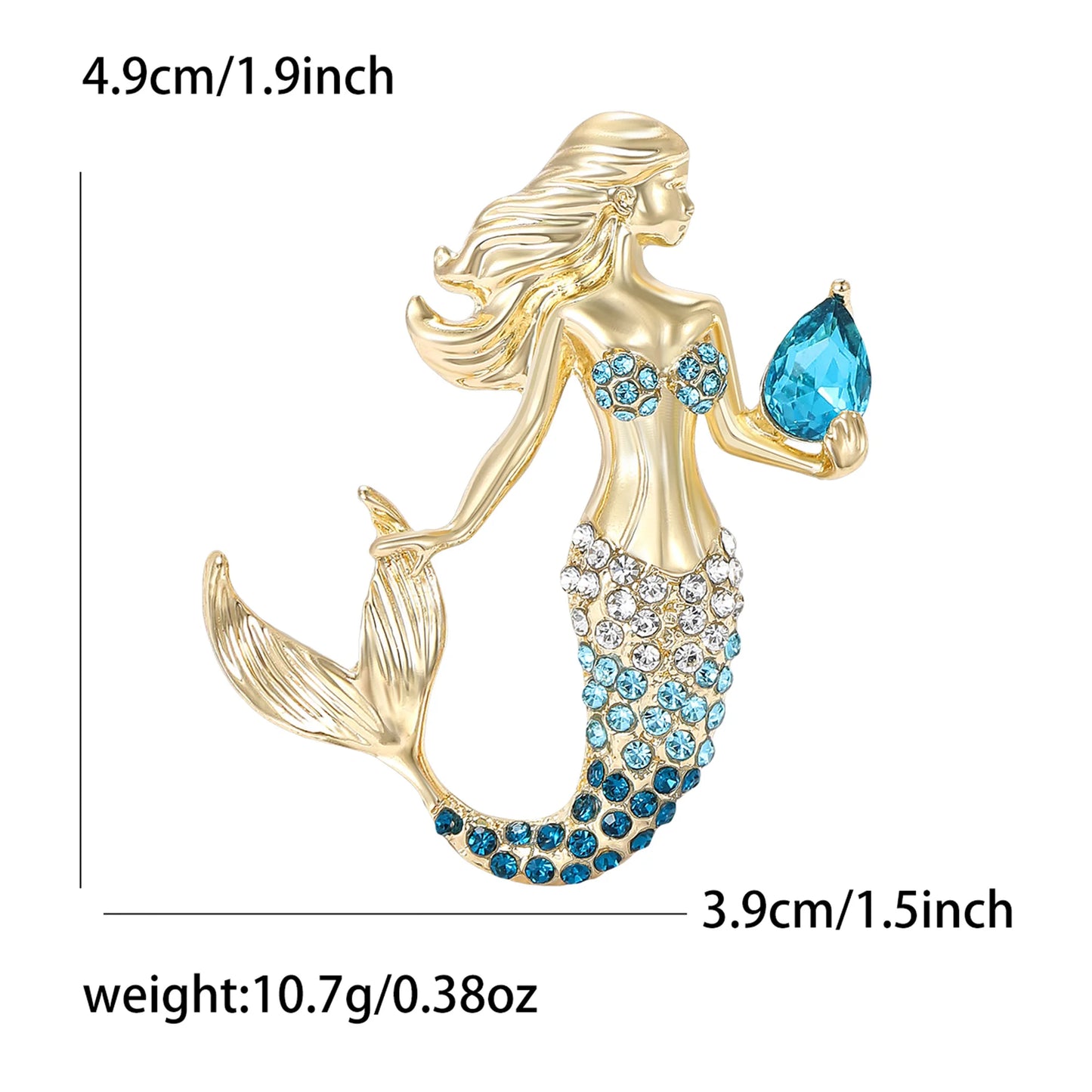 Trendy Rhinestones Mermaids Brooches for Women Unisex Metals Figures Pins Badges Office Party Backpack Gifts Jewelry Accessories