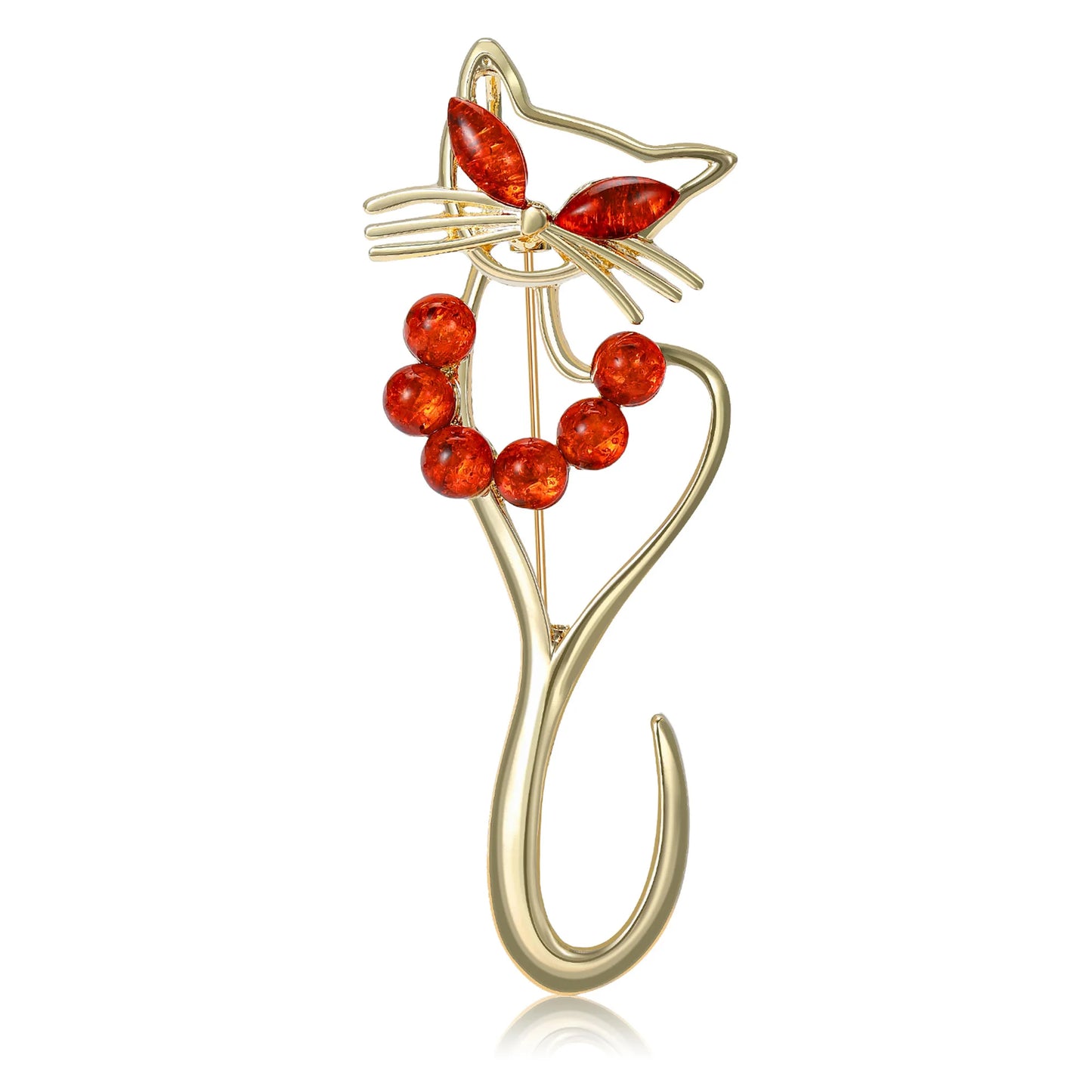 Beaut&Berry Trendy Simple Hollowed Out Cat Brooches for Women Unisex Animal Pins Casual Party Jewelry Accessories Gifts