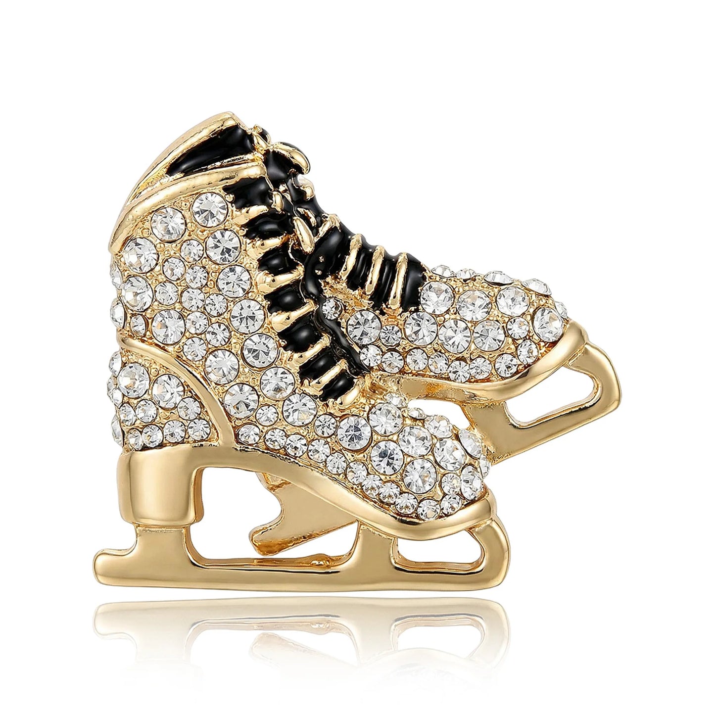 Beaut&Berry Luxury Rhinestone Skating Ice Skates Brooches for Women Unisex Novelty Pins Casual Party Jewelry Accessories Gifts