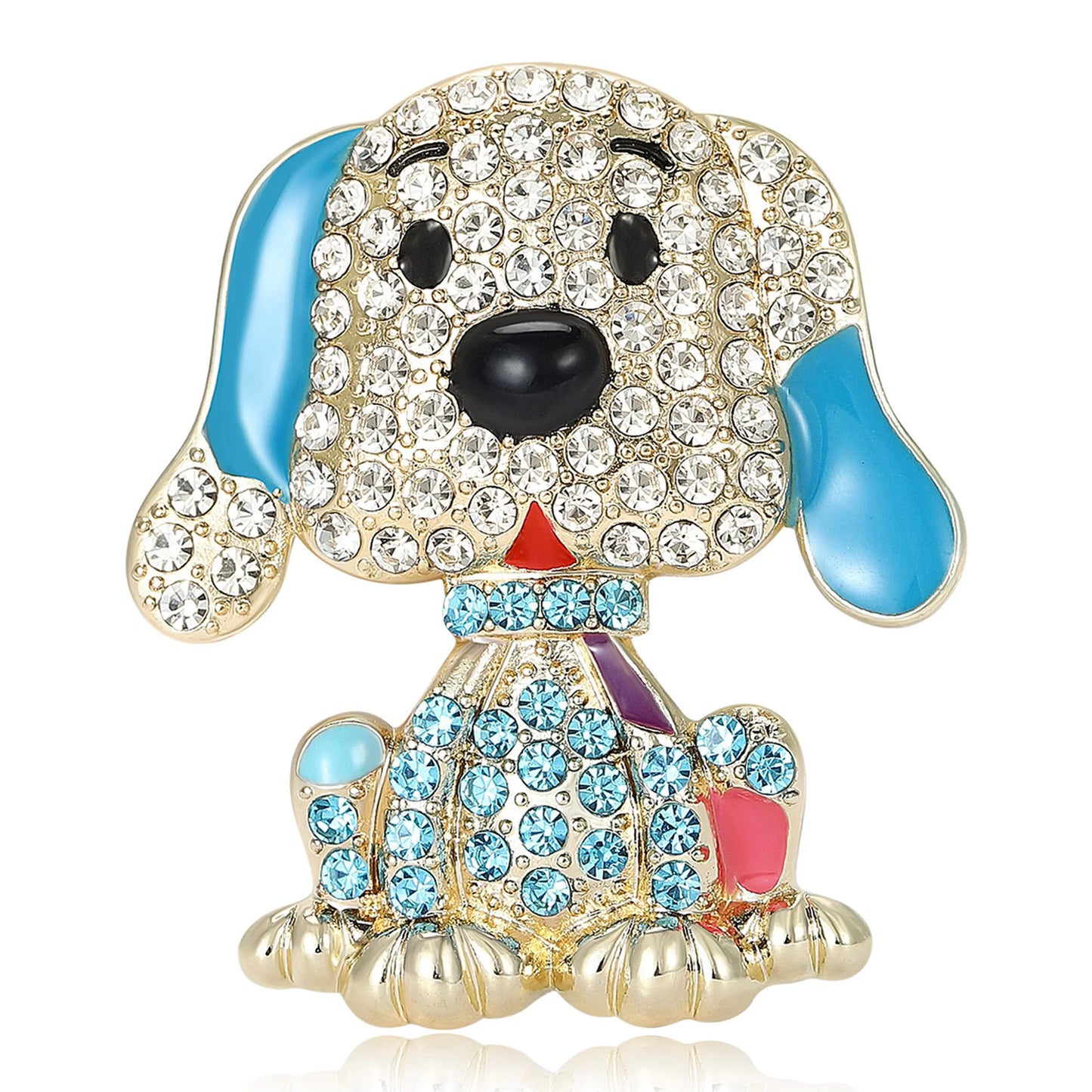 Beaut&Berry Classic Rhinestone Dog Brooches for Women Unisex Animal Pins Casual Party Jewelry Accessories Gifts Decoration