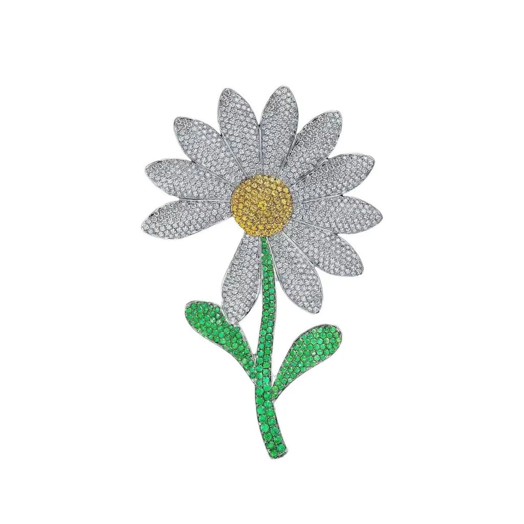 SKEDS Ladies' Exquisite Countryside Chrysanthemum Brooch Elegant Suit Accessory Coat Corsage High-End Luxury Sunflower Pin