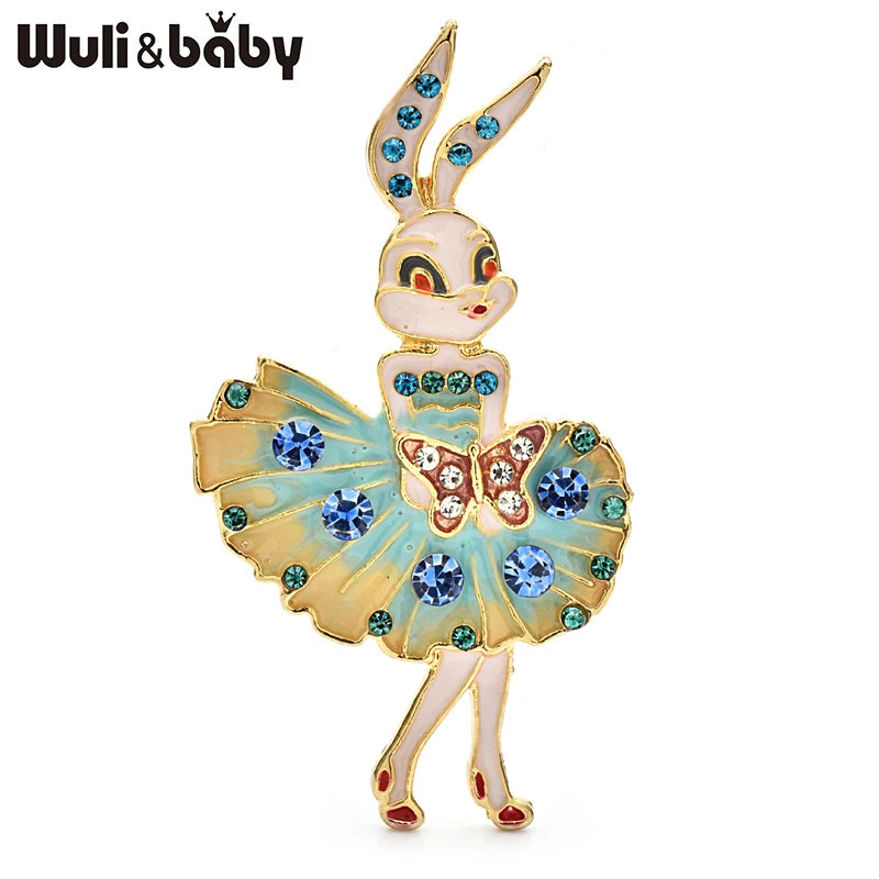 Wuli&baby Lovely Bunny Rabbit Brooches For Women Lady 2-color Enamel Wear Dress Rare Girl Party Casual Brooch Pins Gifts