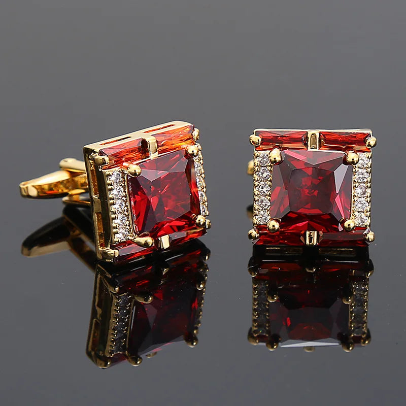 Diamond Cufflinks Mens Shirts Jewelry Luxury Brand Button Green French Style Cufflinks Black Crystal Hot Sale Cuff zircon Buckle