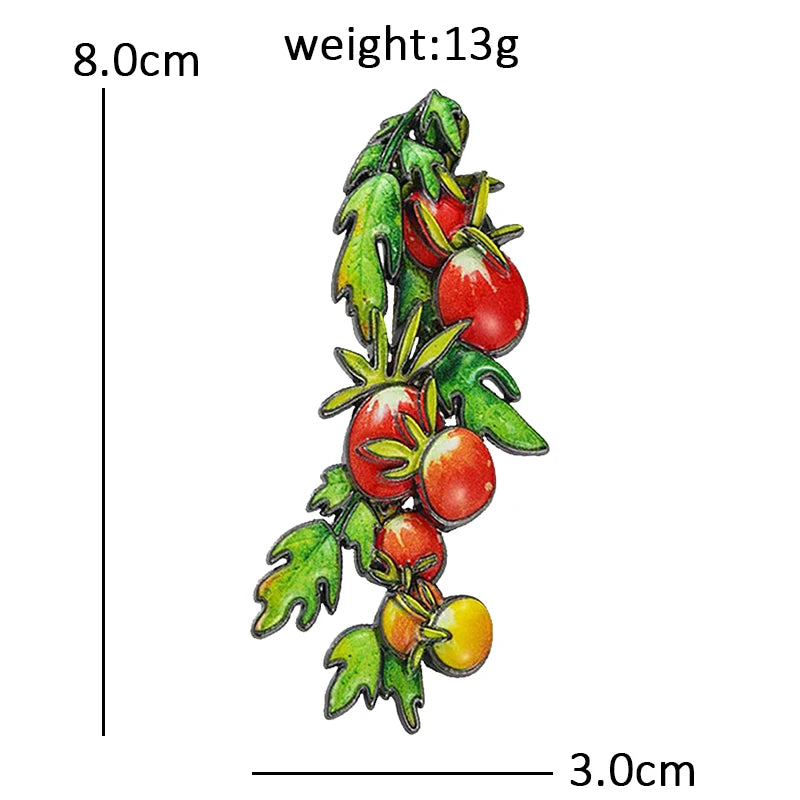 Wuli&baby Beautiful Cherry Tomato Brooches For Women Lady Lovely Vegetable Plants Party Office Brooch Pin Gifts