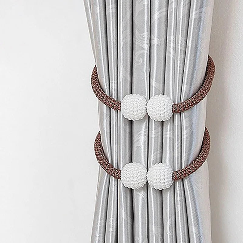 2pcs curtain tiebacks with magnetic buckles, curtain hanging ropes with magnets, a pair of curtain cord fasteners, versatile.