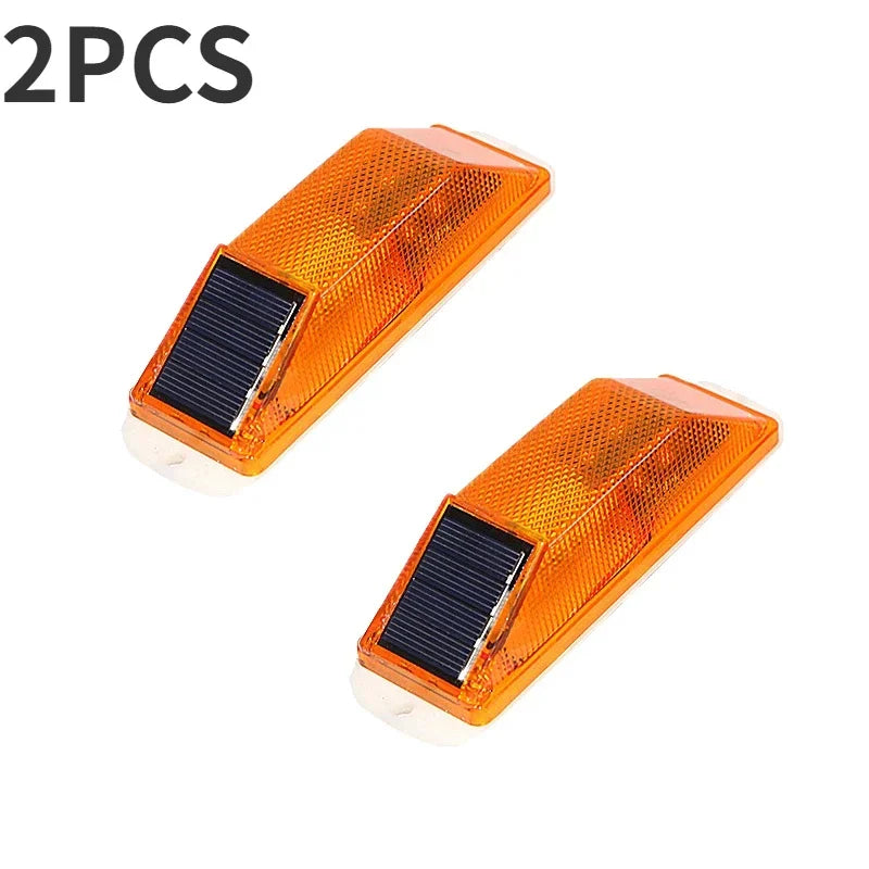 2pcs Warning LED Lamp Solar Warning Lamp Solar Strobe Lamp Chip Control Bridge Night Driving Safety Light Traffic Caution Light