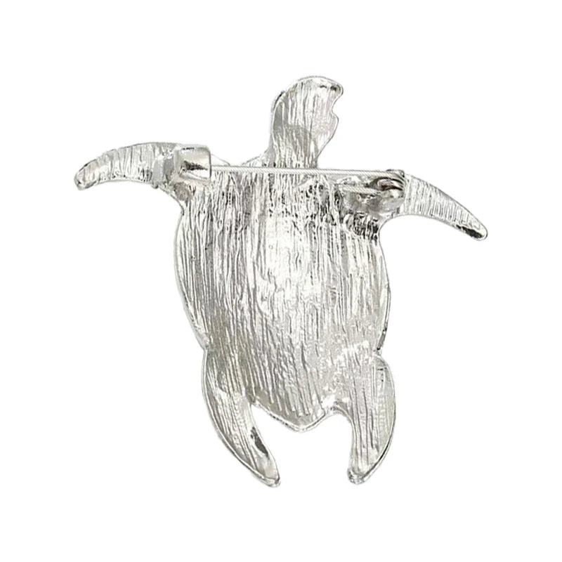Wuli&baby Lovely Swimming Turtle Brooches For Women Unisex Green Enamel Water Animal Party Casual Brooch Pin Gifts