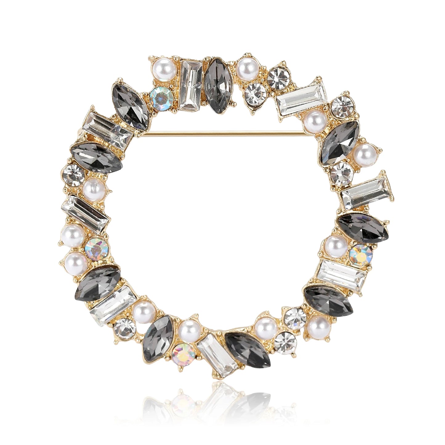 Beaut&Berry Luxury Rhinestone Wreath Brooches for Women Unisex Plant Pins Multi-color Available Casual Party Accessories Gifts