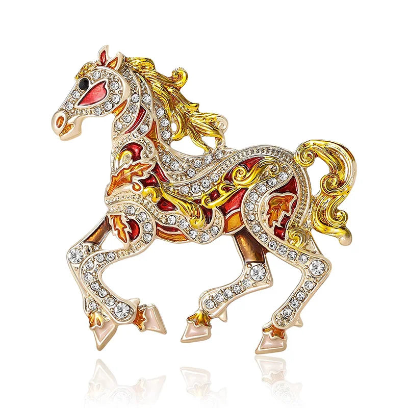 Jardme Exquisite Horse Brooches for Women Luxury Rhinestone Zodiac Animal Pins New Year Party Gifts 2026