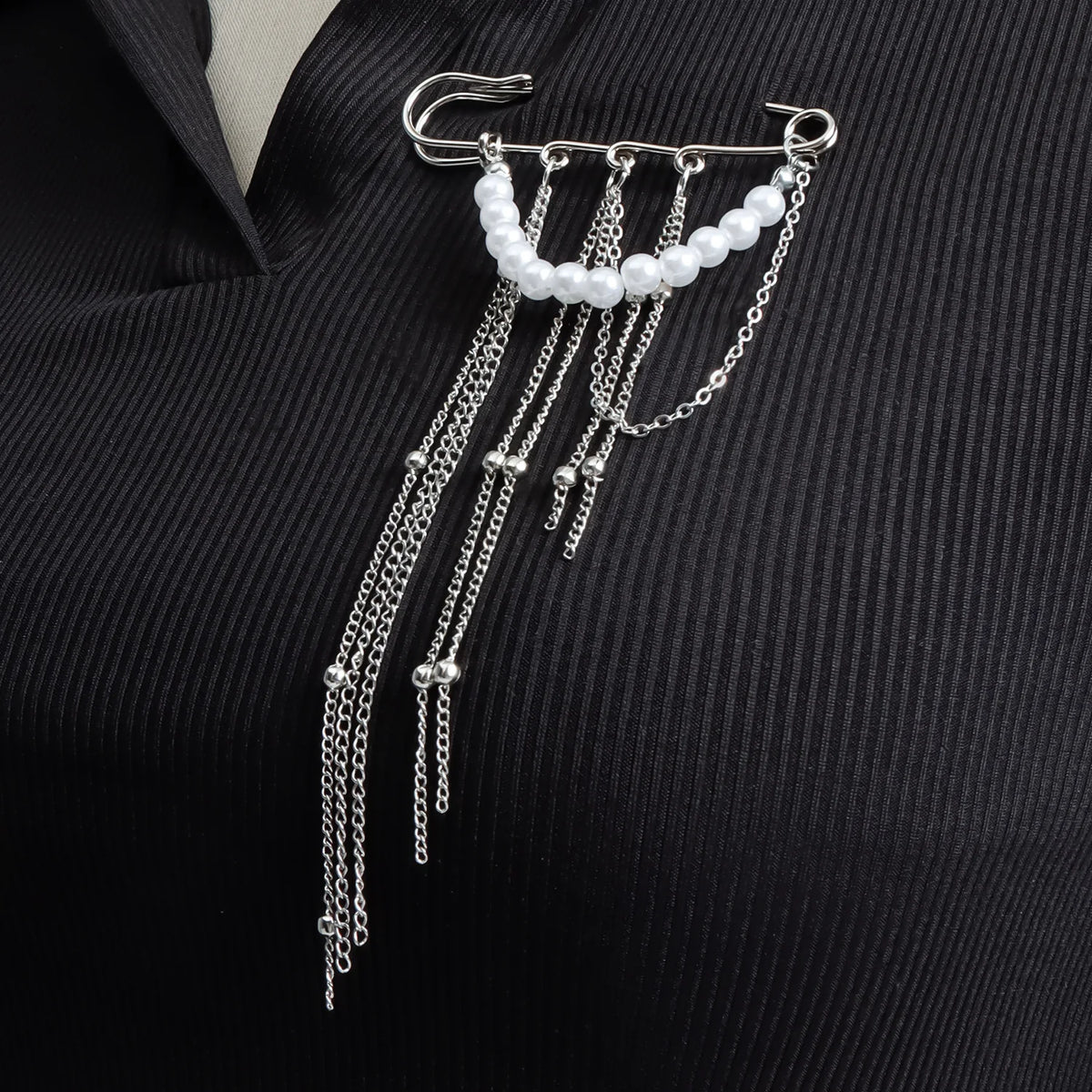 Accessory Personalized Suit Anti-Flash Bead Necklace Pin Hanging Ornament Ins Waterproof Crystal Tassel Chain Brooch