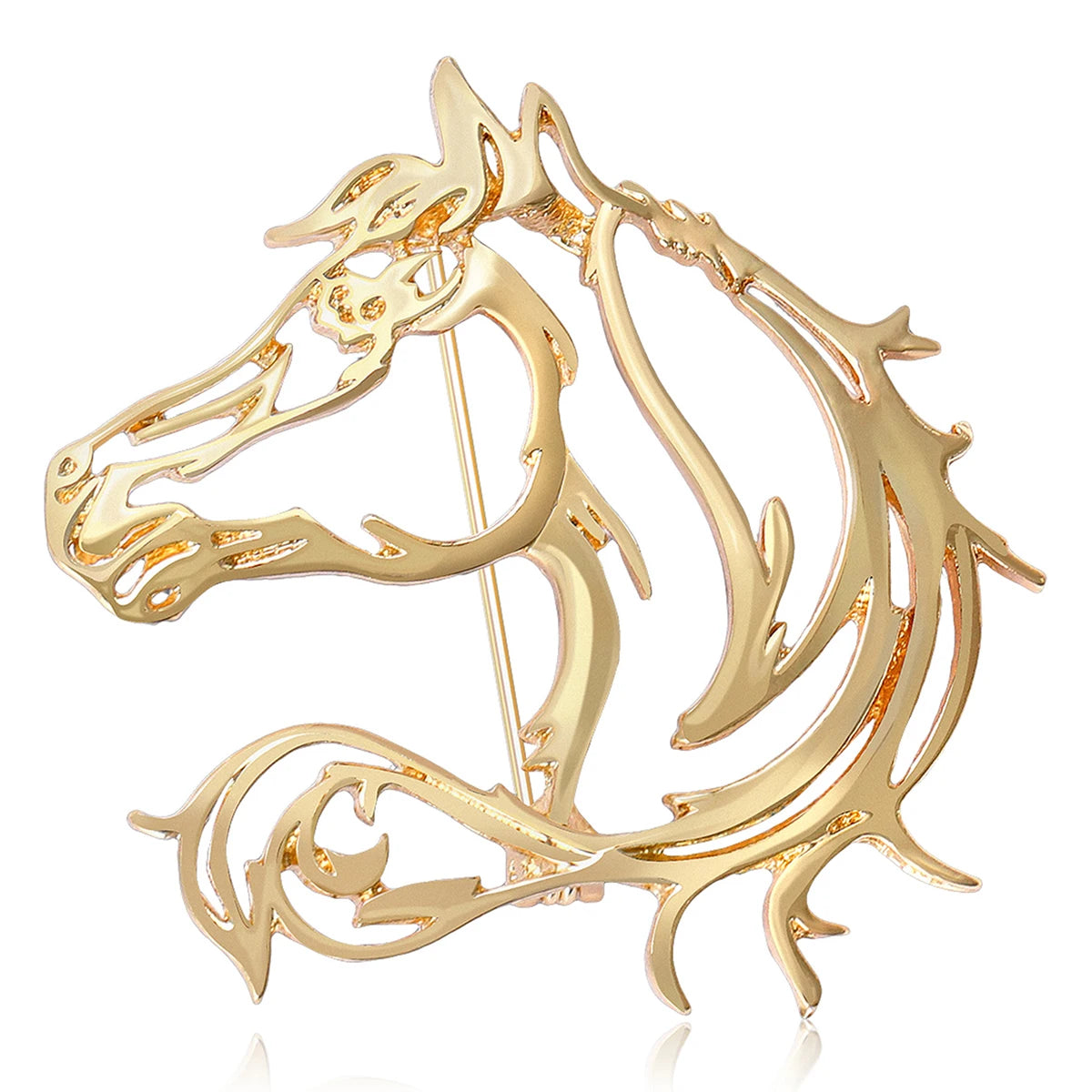 Beaut&Berry Classic Hollow Simple Horse Brooches for Women Zodiac Animal Pins New Year Gift Friends Party Jewellery