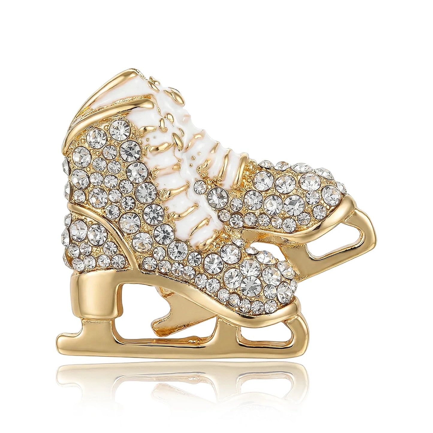 Beaut&Berry Luxury Rhinestone Skating Ice Skates Brooches for Women Unisex Novelty Pins Casual Party Jewelry Accessories Gifts