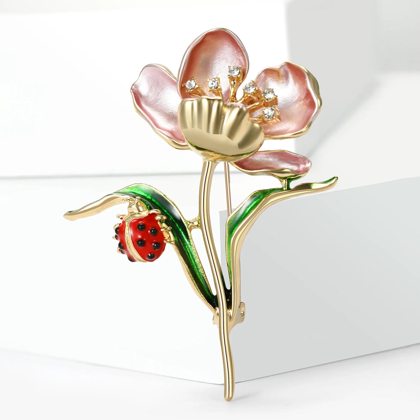 Beaut&Berry Luxury Enamel Lotus Flower Brooches for Women Unisex Plant Pins Casual Party Jewelry Accessories Gifts Decoration